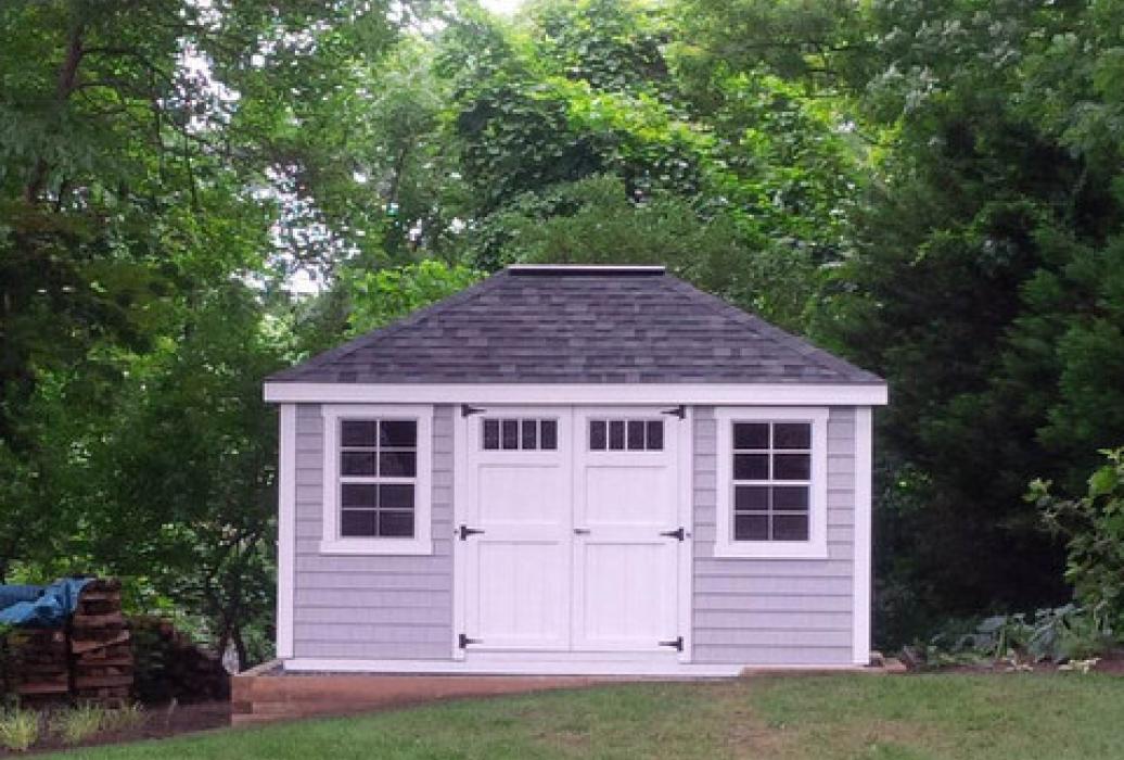 New England Classic Hip Roof Shed-Vinyl Siding New England Classic Hip Roof Shed-Vinyl Siding