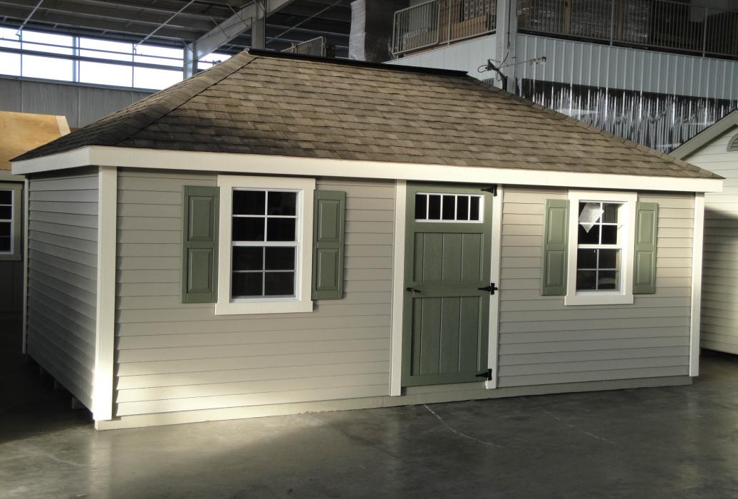 New England Classic Hip Roof Shed-Vinyl Siding-2 New England Classic Hip Roof Shed-Vinyl Siding-2