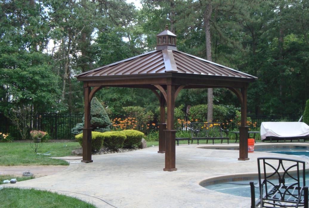 12x12 Keystone Pavilion Mansard Brown Standing Seam Metal