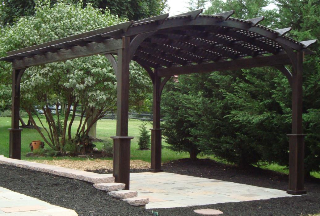 Cozy Arched cinder stained Wood Pergola