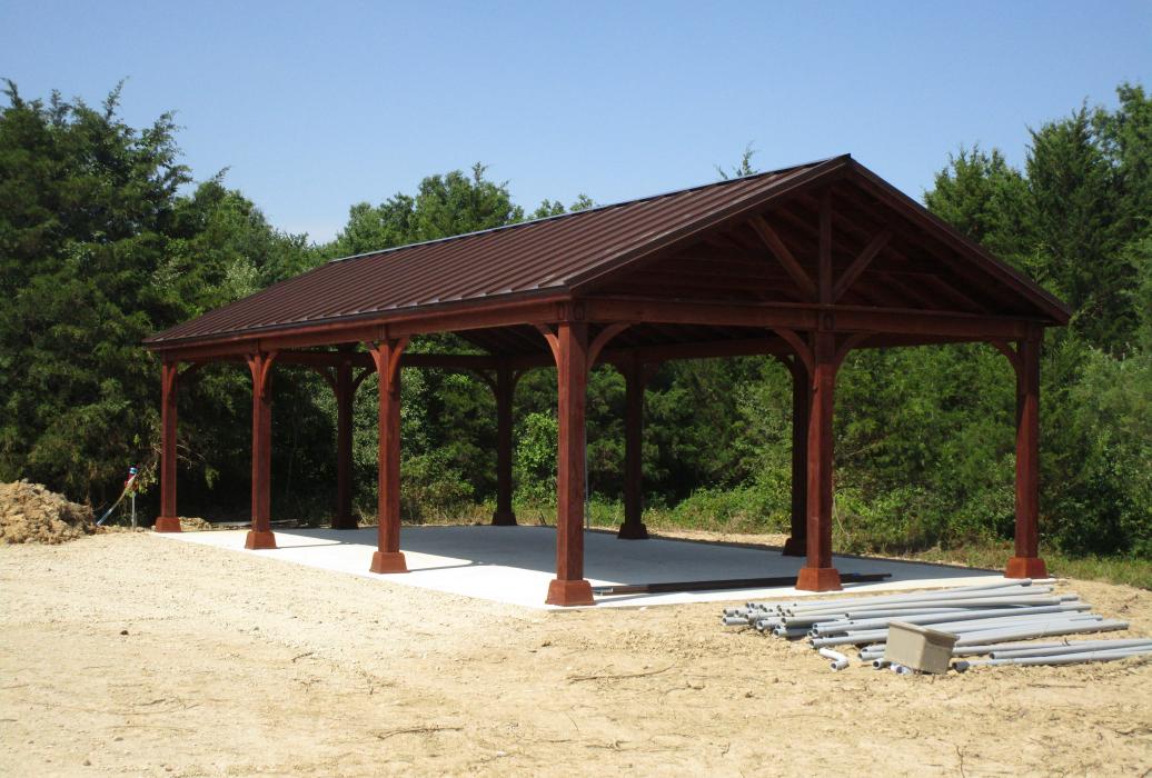 20x40 A-Frame Wood Pavilion Mansard brown Canyon brown