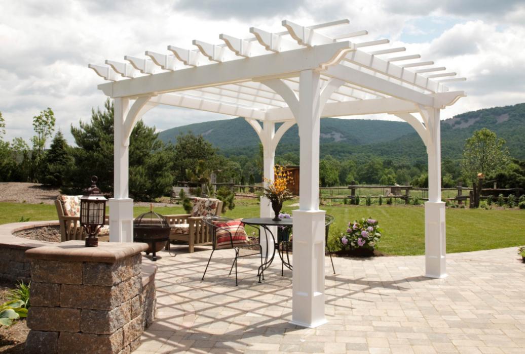 Elegant Vinyl Pergola-16 Elegant White Vinyl Pergola with superior posts