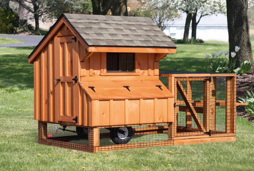 4x4-tractor-stained Cedar stained 4x4 Quaker Tractor Coop with run