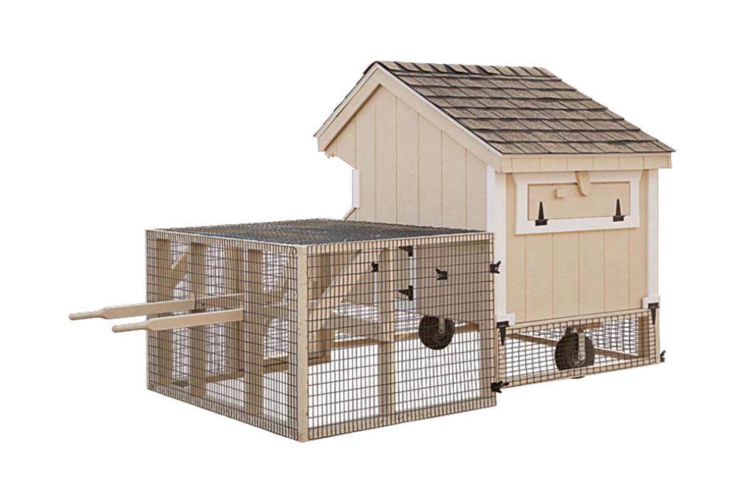 Beige-Q44T-Back-View Back view of Beige 4x4 Quaker Tractor Coop with run