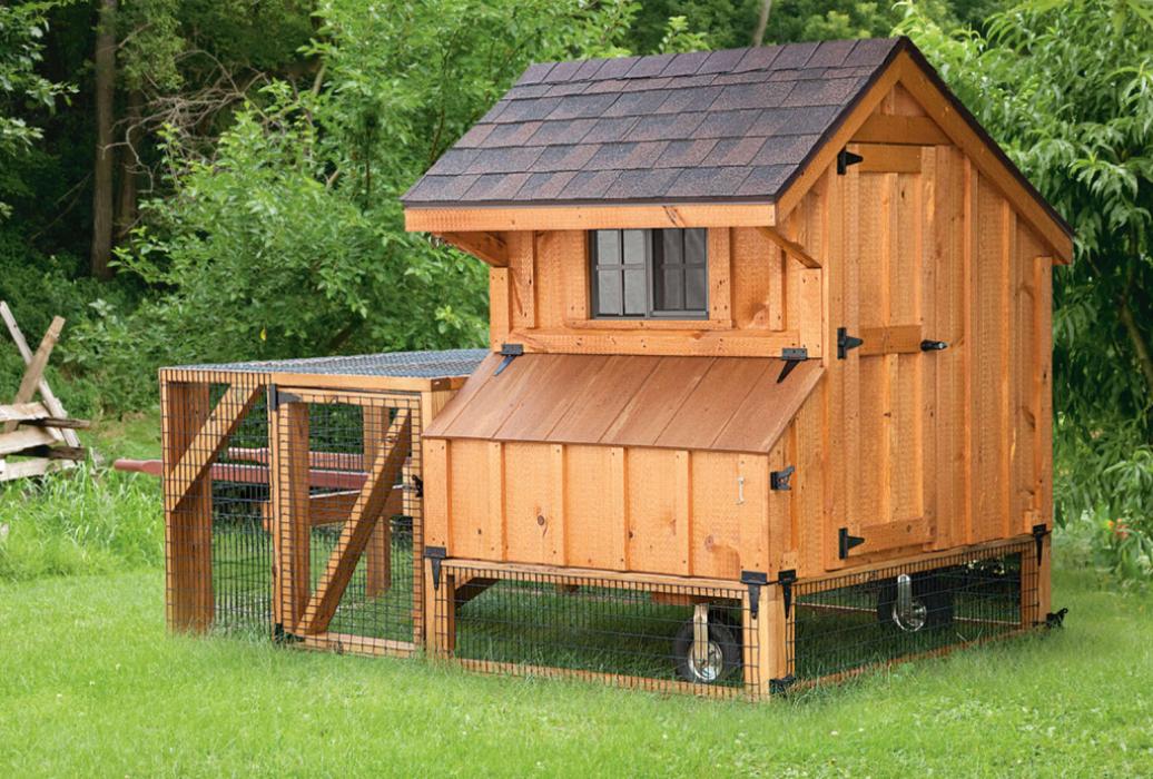 Cedar-Stain-Q44T-Front-View-1 Cedar stained 4x4 Quaker Tractor Coop with run