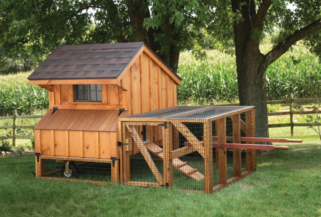 IMG_2334 Cedar stained 4x4 Quaker Tractor Coop with run