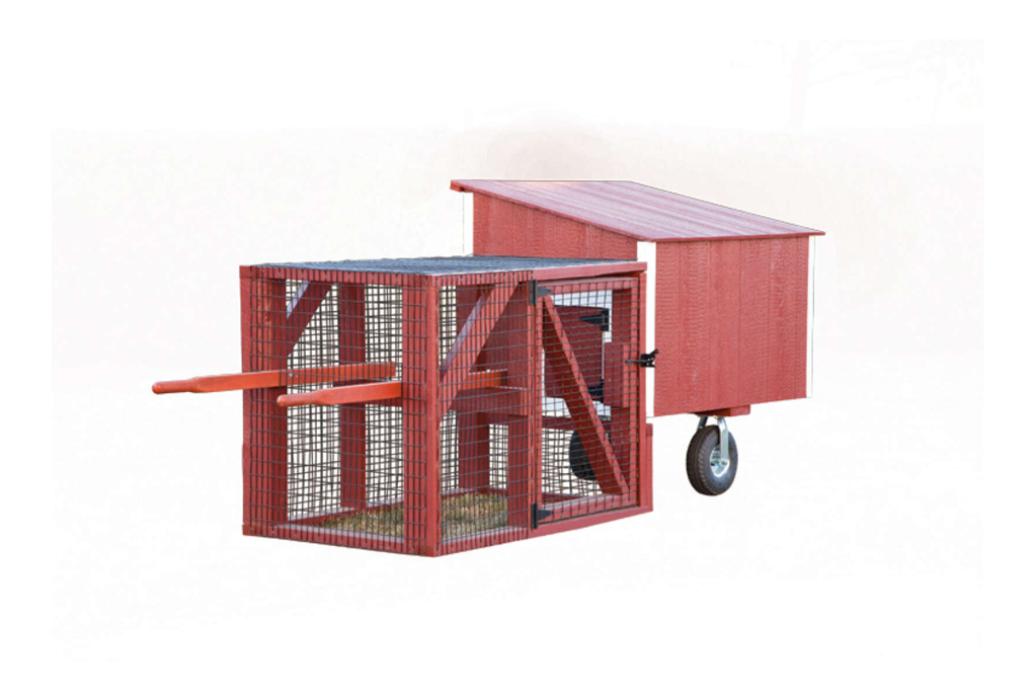 L34T-BACK Back view of Dura Temp 3x4 Lean to Tractor Coop with run