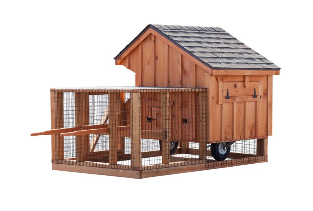 Q44T-Stained-B&B-Back-2 Back view of Stained 4x4 Quaker Tractor Coop with run