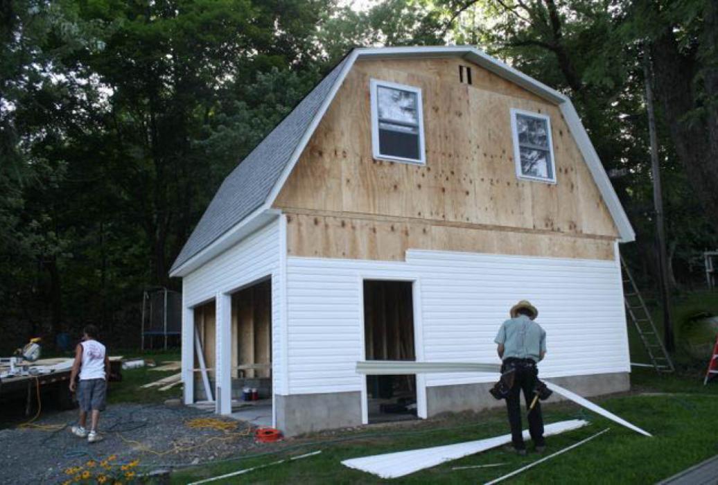 Custom Vinyl: Gambrel Two Story Garages | Lancaster County Barns