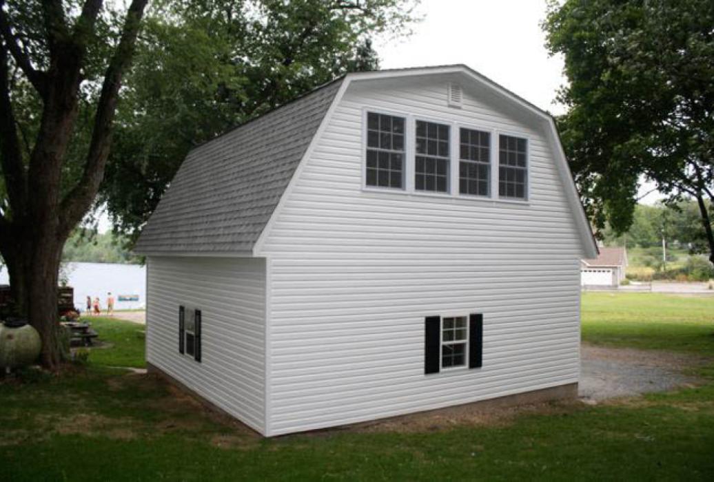 Custom Vinyl: Gambrel Two Story Garages | Lancaster County Barns