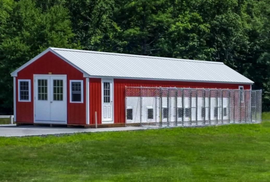 Traditional 12' x 50' 16 Run Kennel Lancaster County Barns