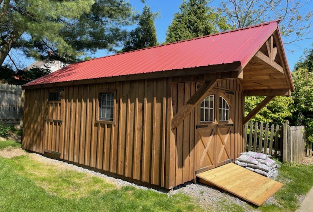 Board & Batten: Covered Bridge Shed 12x20 and 24 at roofline-cape cod roofline with V pattern design Board & Batten: Covered Bridge Shed 12x20 and 24 at roofline-cape cod roofline with V pattern design