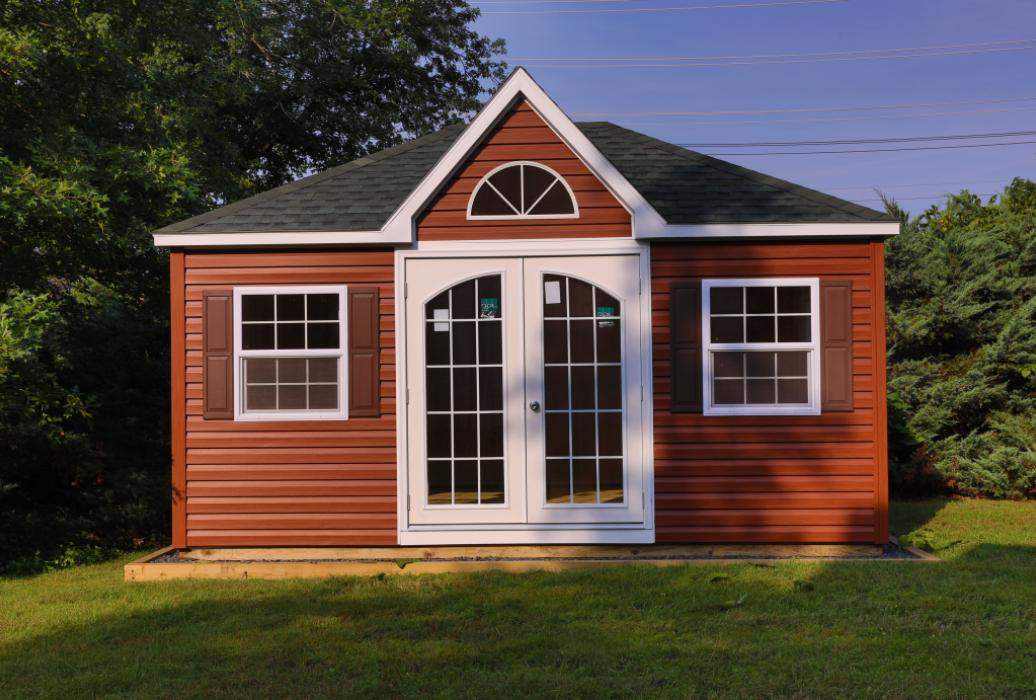 12' wide x16' long - hip style roofline with reverse dormer