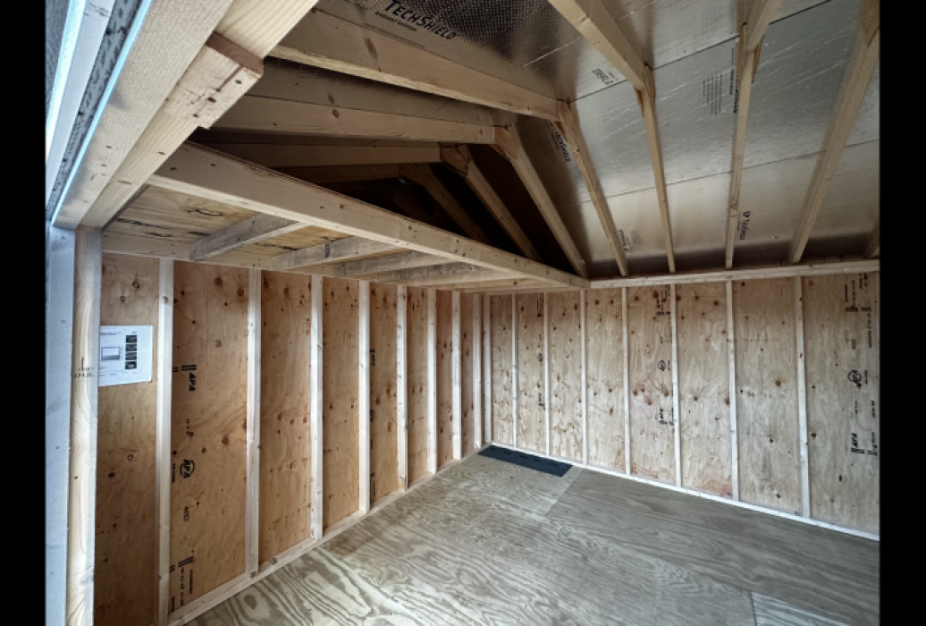 Aframe T1-11 interior with Tech shield subroofing and loft