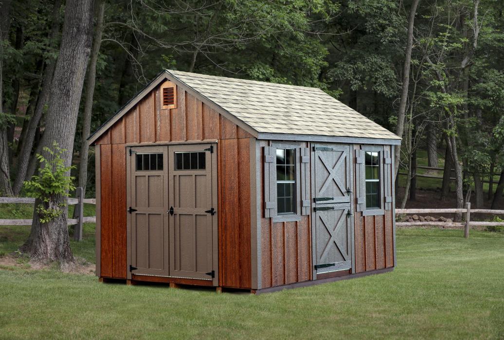 10x12 AFrame LP BB siding extra dutch door transwindow in door