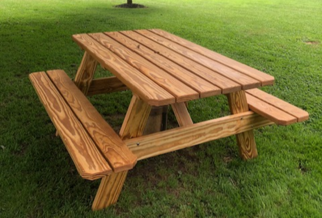 60in LONG PICNIC TABLE W ATTACHED BENCHES