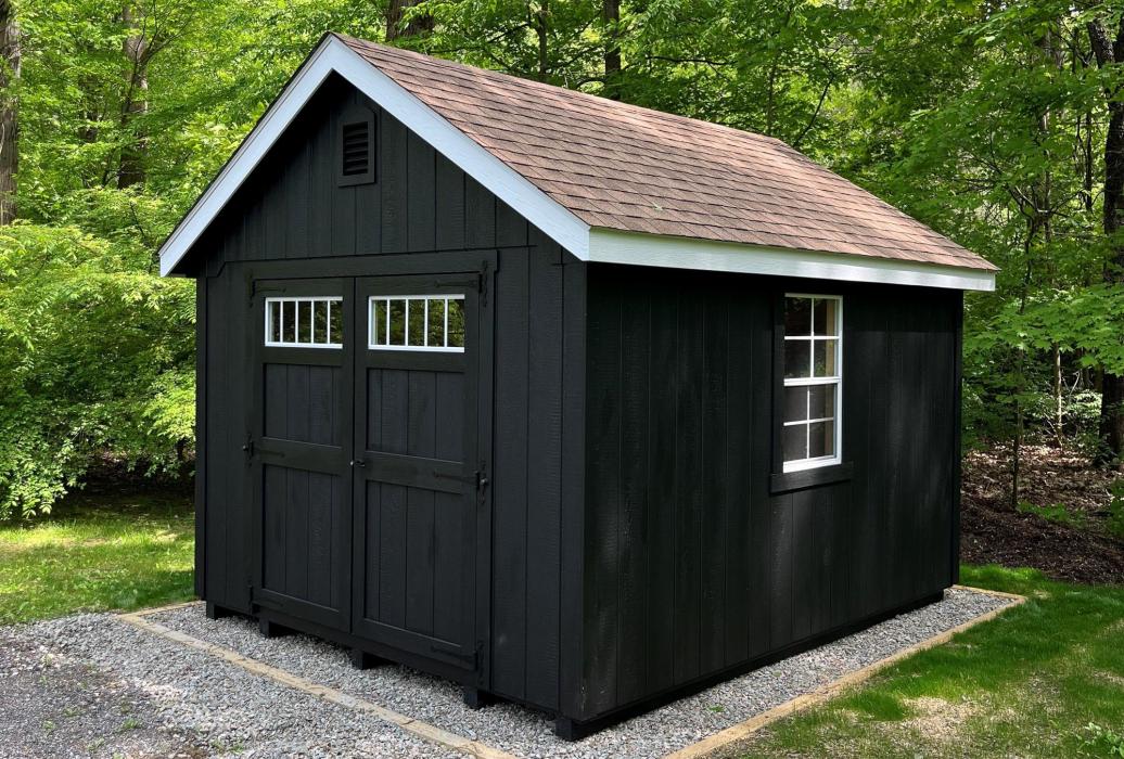 Black A-frame shed
