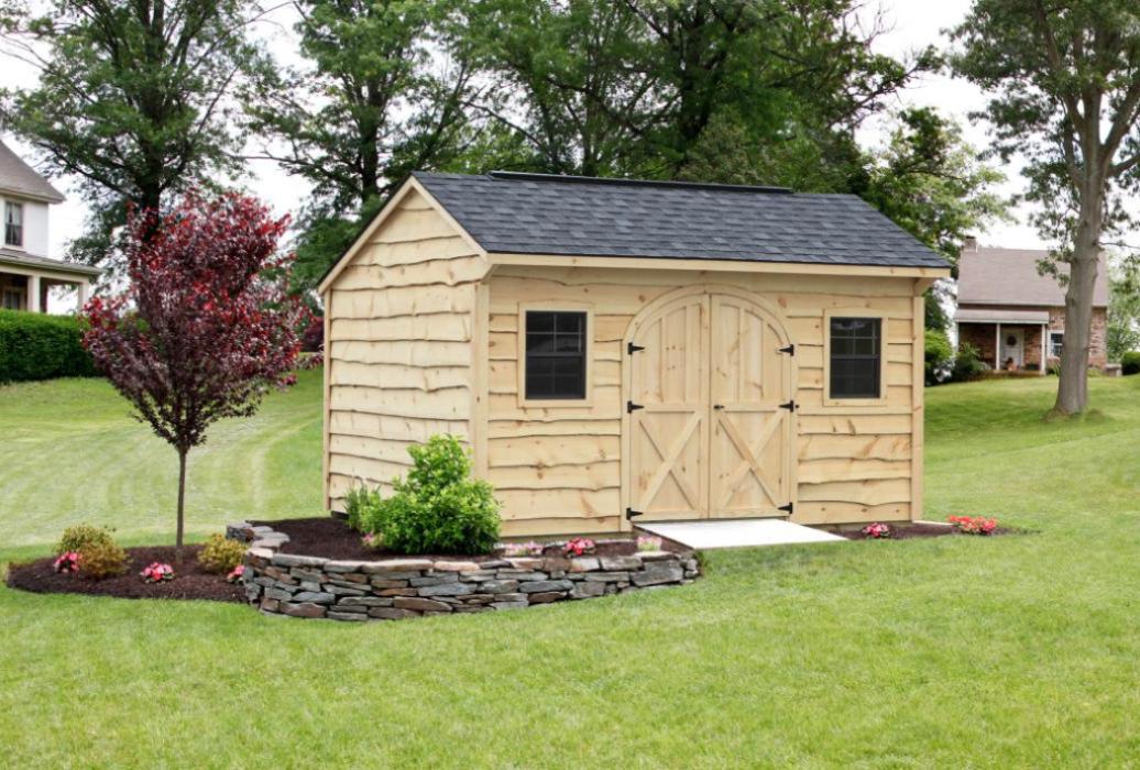 live-edge shiplap wooden garden shed