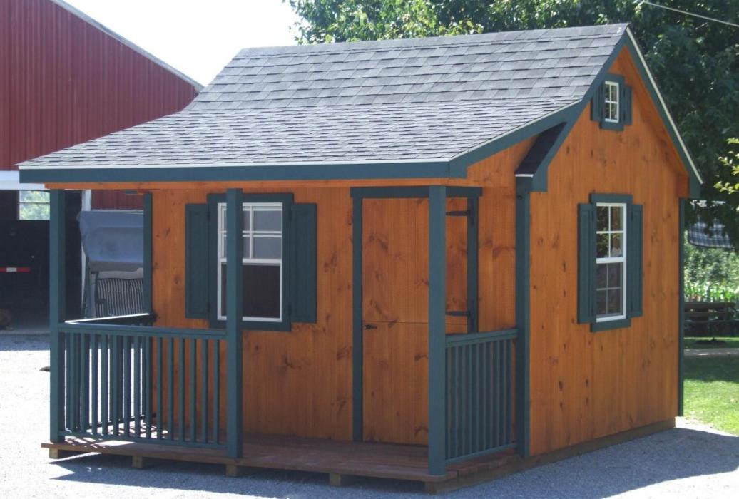 wooden shed with porch, Lancaster County Barns