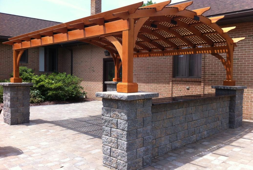 14x16-Cozy-Arch-Pergola Cedar-stain