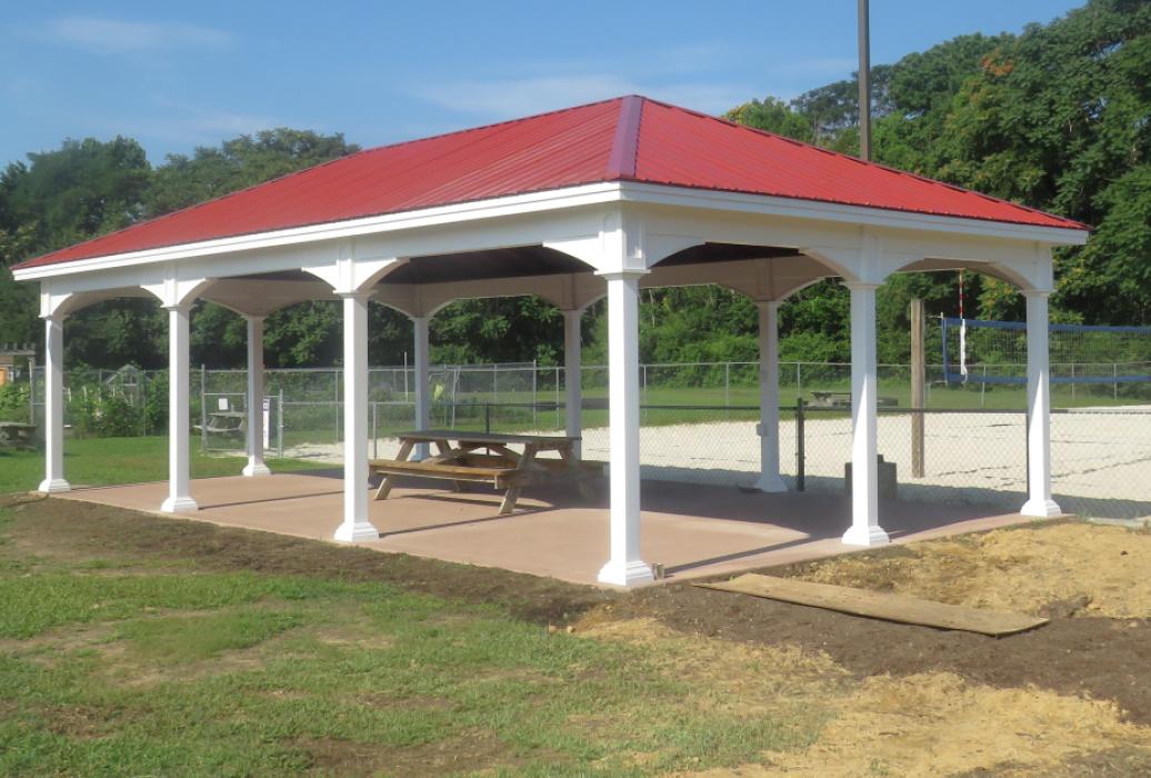 20x40 Manor w/(10)6in Posts and Red Ribbed Metal Roof