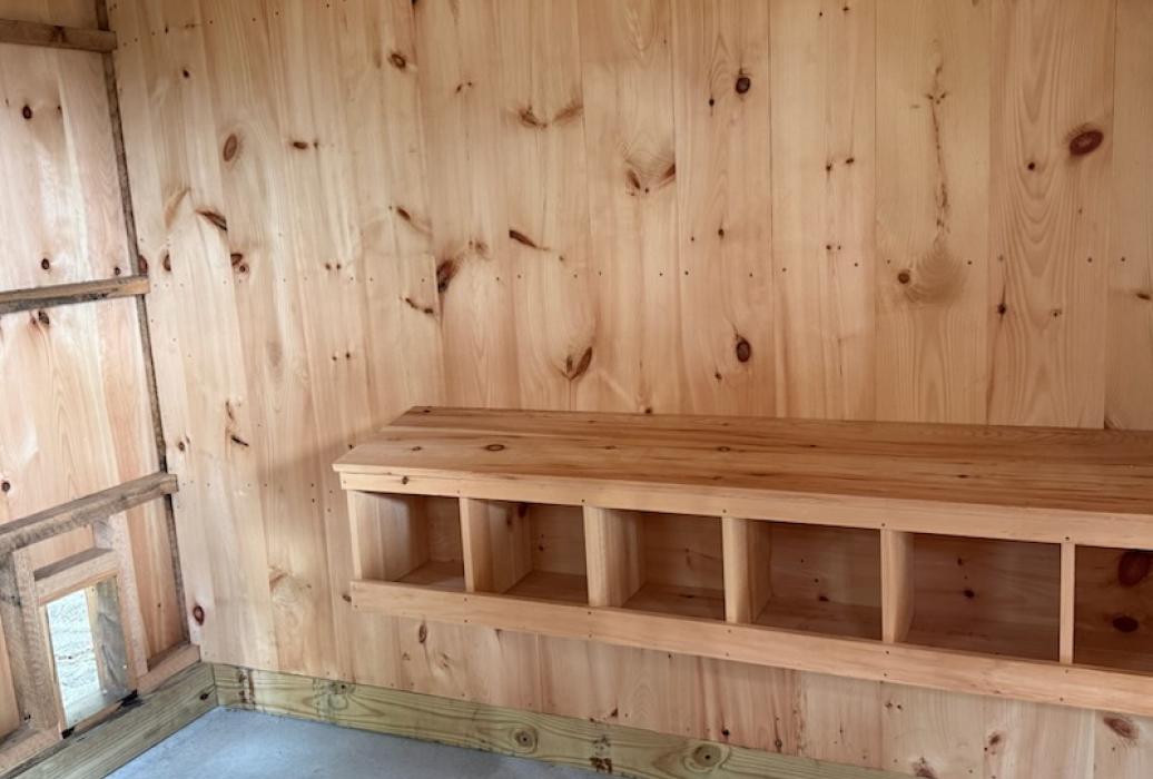 Large barn stall section used as a chicken coop 1