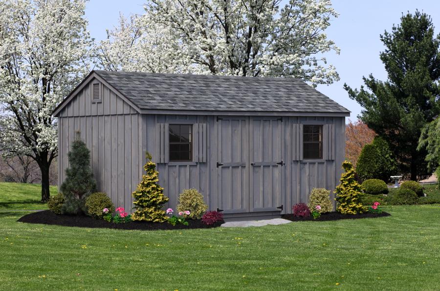 10x16 grey stain aframe board and batten storage shed