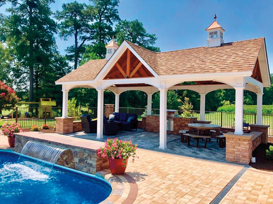 14 x 28 Open A-Frame Gables Vinyl Pavilion