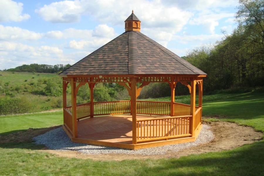 20' octagon wooden gazebo with cedar stain